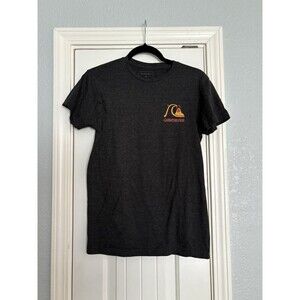 Quiksilver T-Shirt Mens Small Heather Black Graphic Tee Volcano Surf Logo